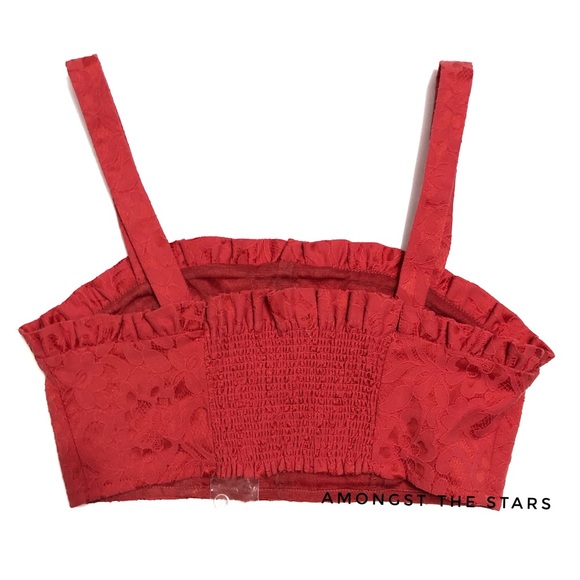 Free People Fiona Red Jacquard Crop Top Skirt Set - Picture 5 of 9